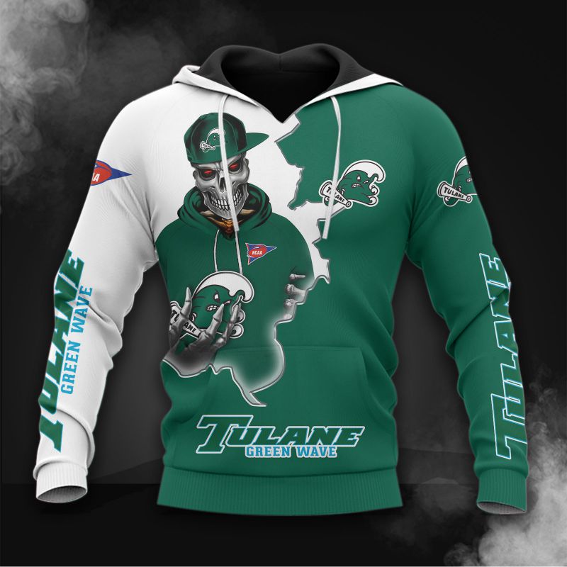 Popular Tulane Green Wave Skull Hoodies
